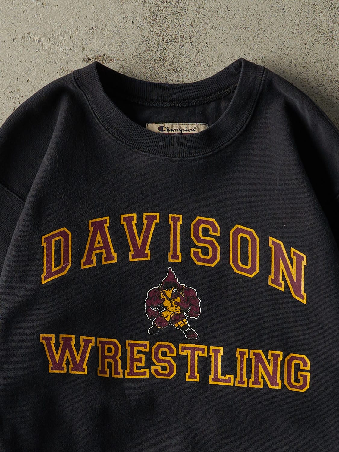 Vintage Y2K Black Champion Reverse Weave Davison Wrestling Crewneck (XS/S)