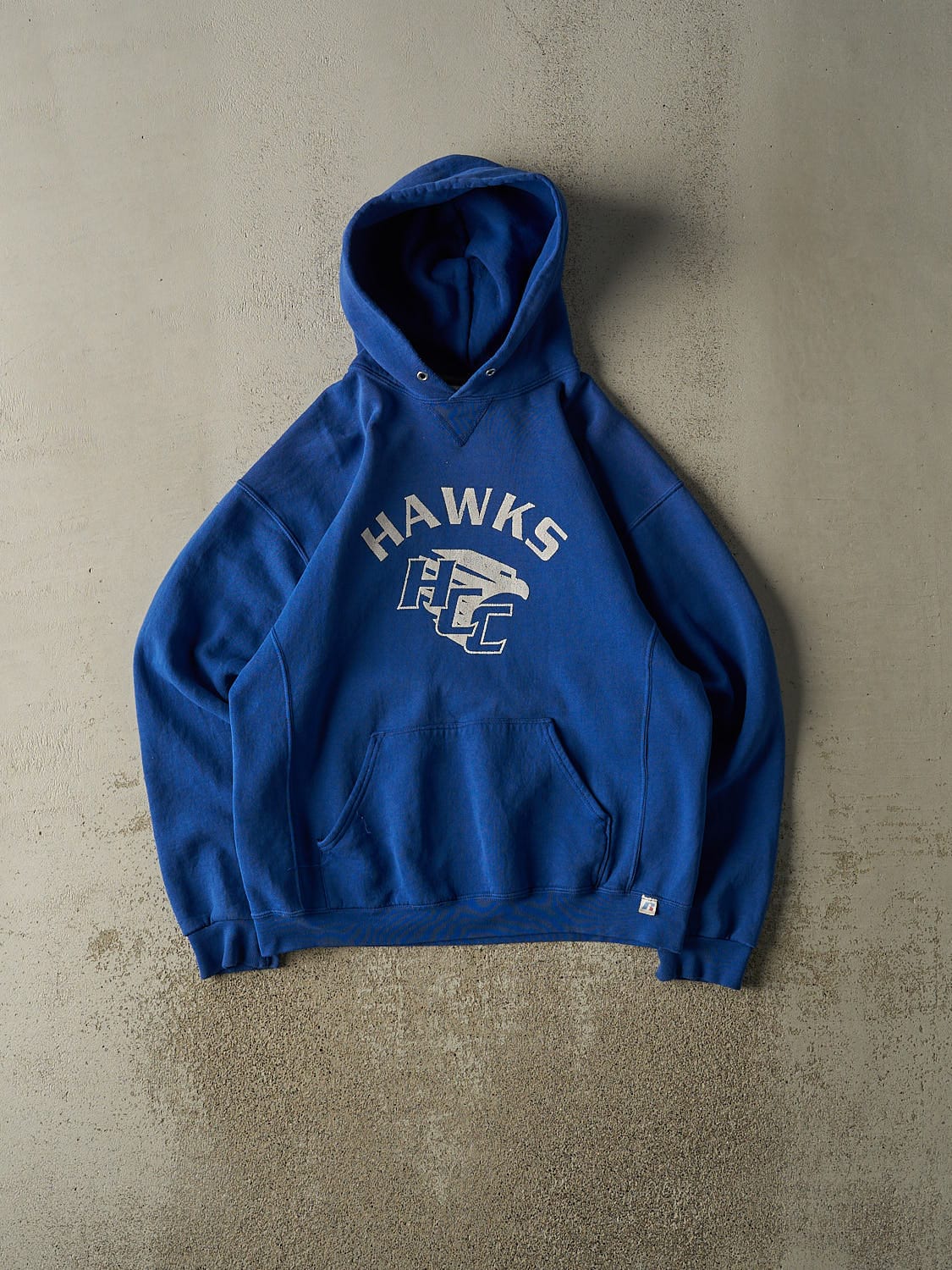 Vintage Y2K Blue Russell Athletic HCC Hawks Hoodie (M/L)