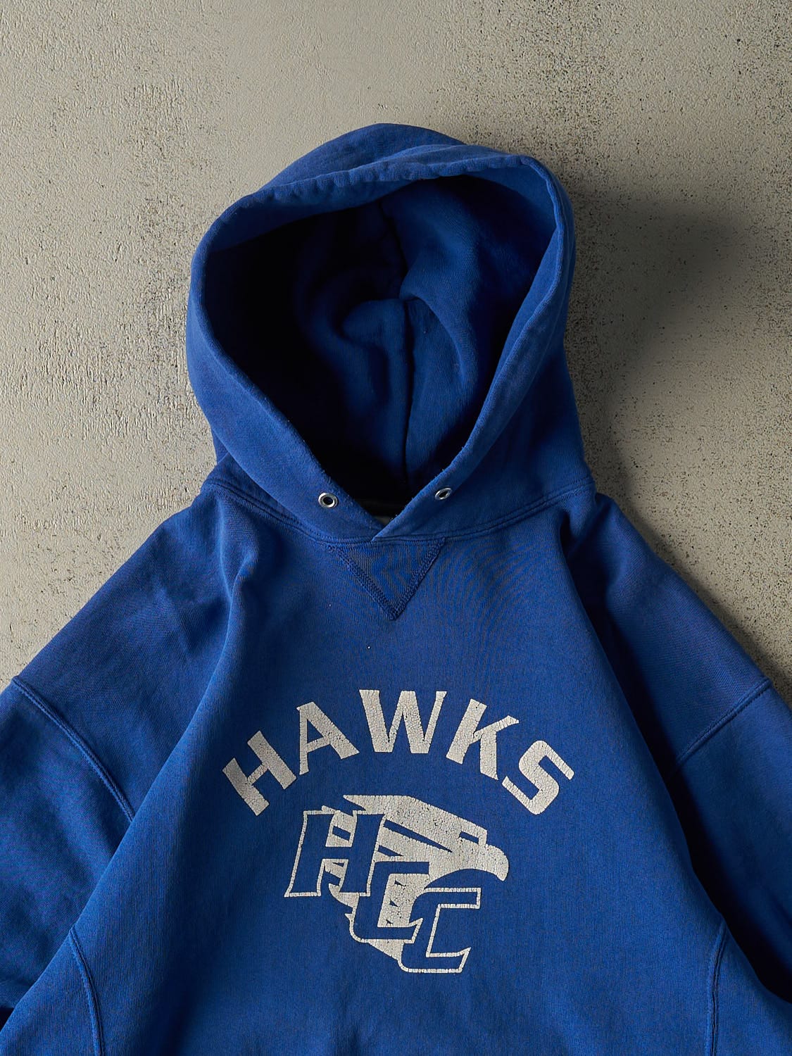 Vintage Y2K Blue Russell Athletic HCC Hawks Hoodie (M/L)