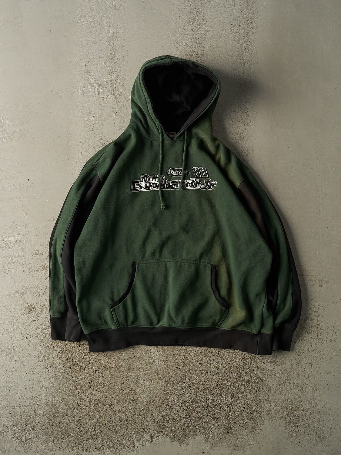 Vintage Y2K Green & Black Dale Earnhardt Jr Nascar Embroidered Hoodie (XXL)