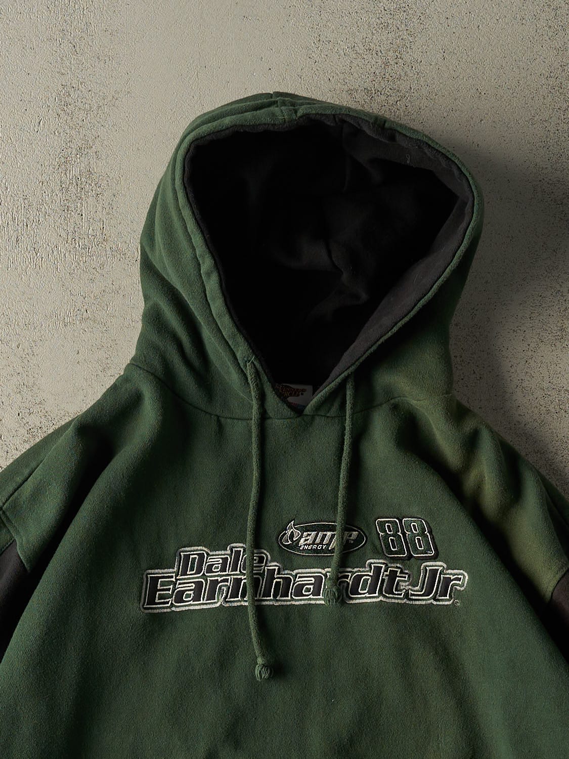Vintage Y2K Green & Black Dale Earnhardt Jr Nascar Embroidered Hoodie (XXL)