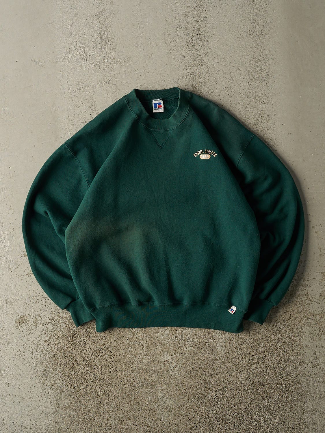 Vintage 90s Green Russell Athletic Embroidered Crewneck (M)