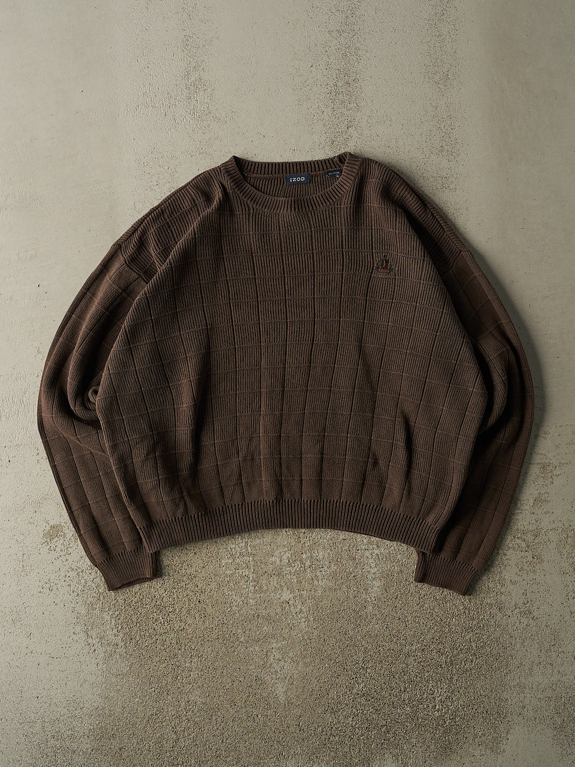 Vintage Y2K Brown Izod Embroidered Patterned Knit (L/XL)