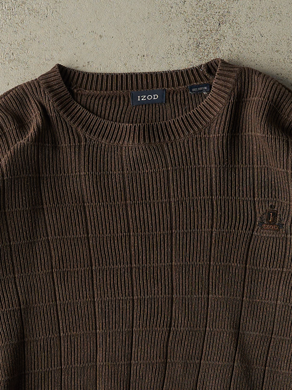 Vintage Y2K Brown Izod Embroidered Patterned Knit (L/XL)