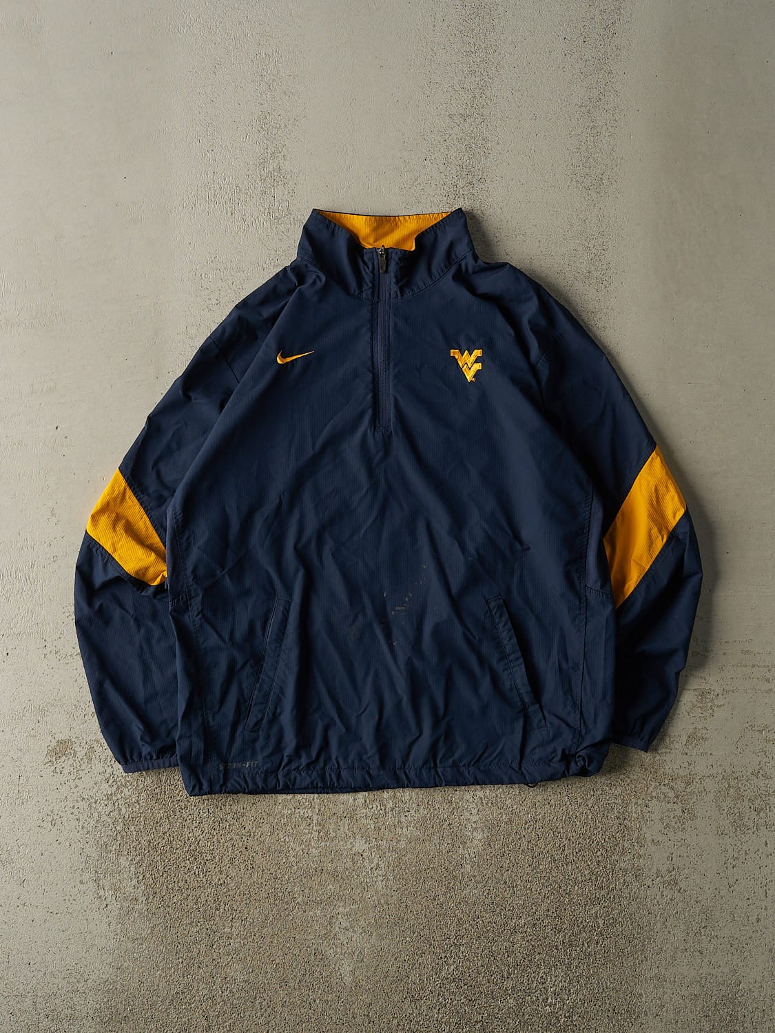 Vintage Y2K Navy Blue Nike West Virginia University Quarter Zip Track Jacket (L/XL)