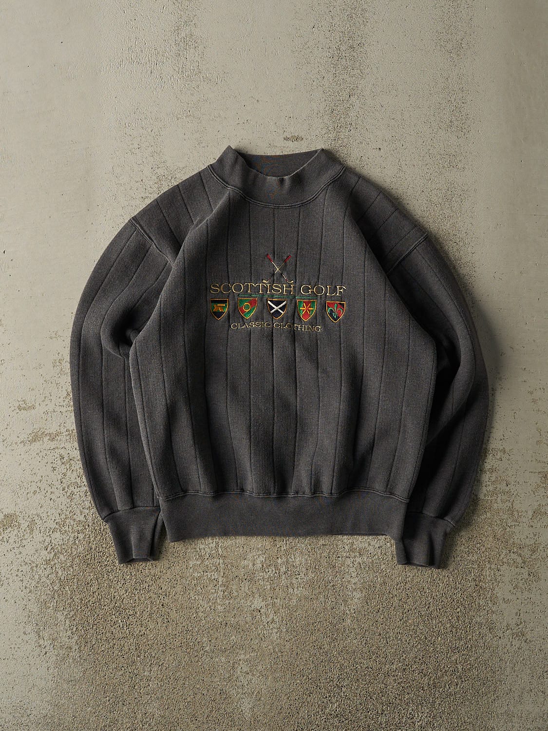 Vintage 90s Charcoal Grey Scottish Golf Embroidered Crewneck (XS/S)