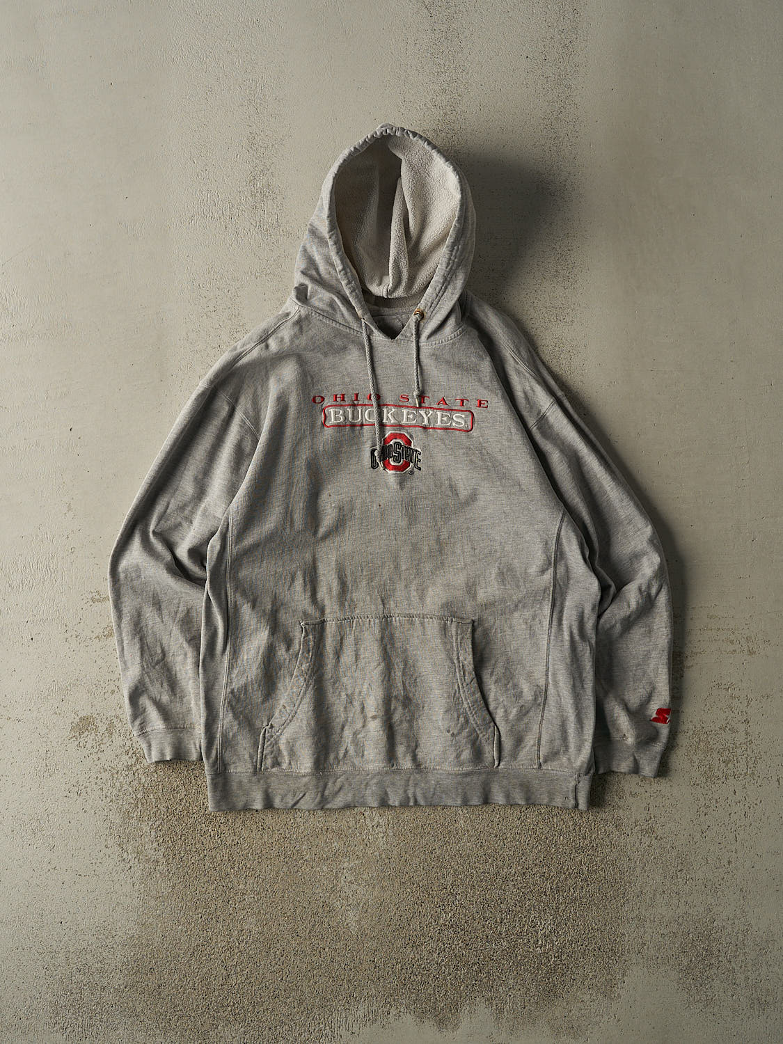 Vintage 90s Grey Ohio State University Buckeyes Embroidered Hoodie (XL)