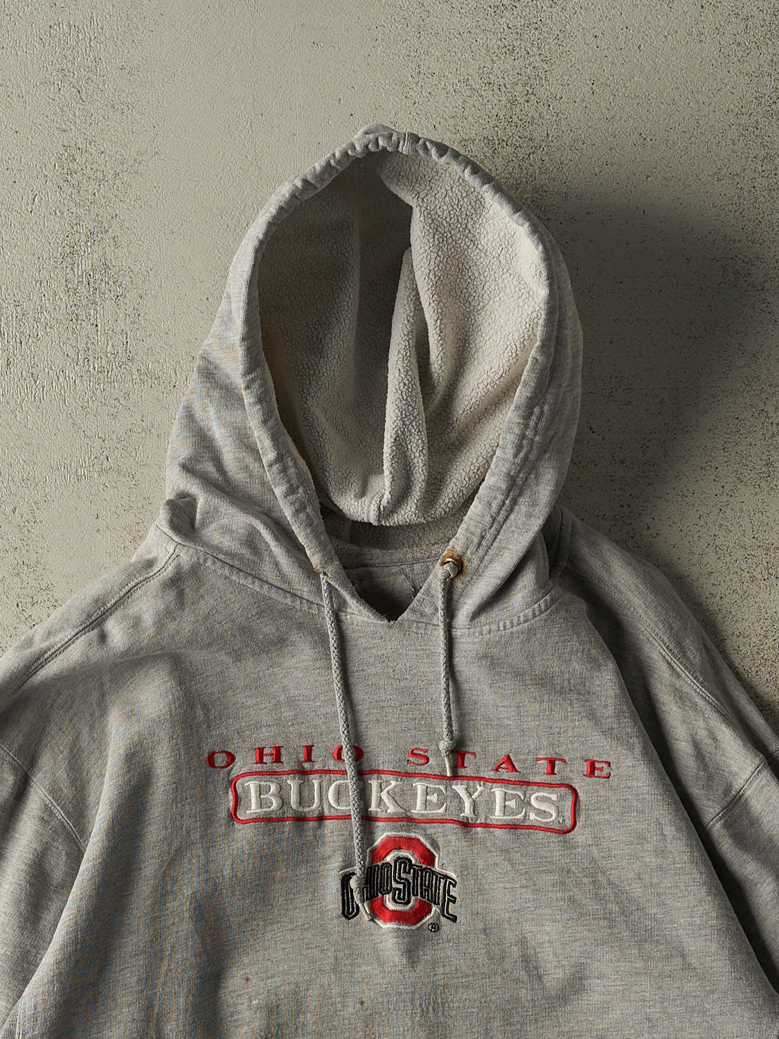 Vintage 90s Grey Ohio State University Buckeyes Embroidered Hoodie (XL)