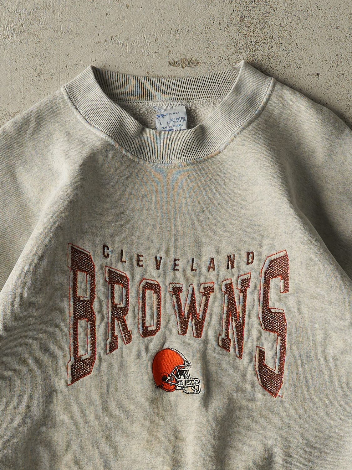 Vintage 90s Heather Grey Cleveland Browns Embroidered Crewneck (M/L)