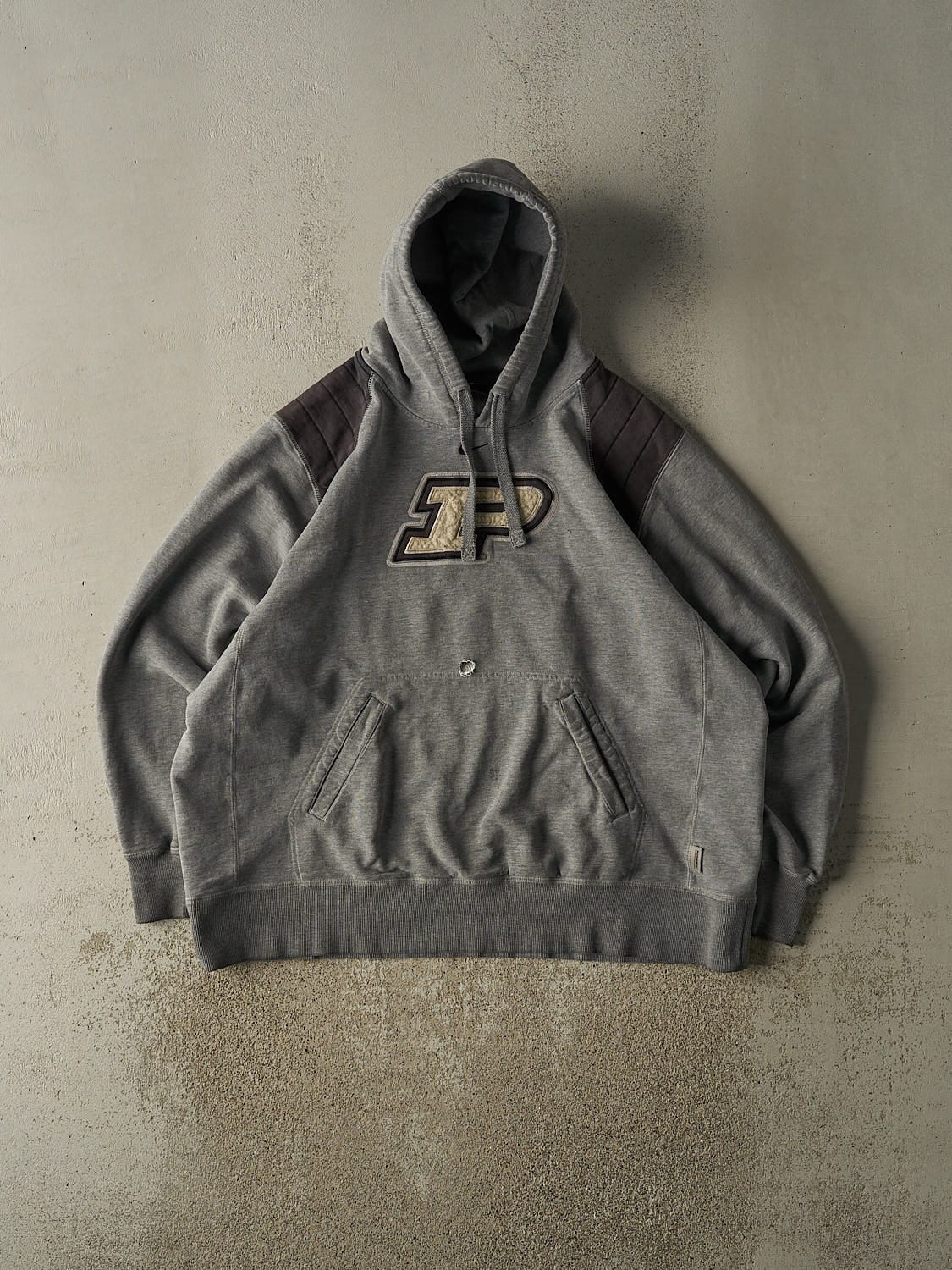 Vintage Y2K Charcoal Grey Nike Middle Swoosh Purdue University Hoodie (XL/XXL)