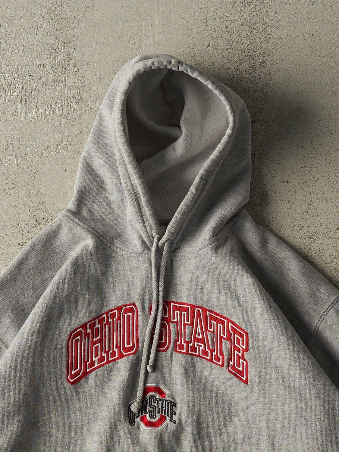 Vintage Y2K Grey Ohio State University Embroidered Hoodie (L/XL)