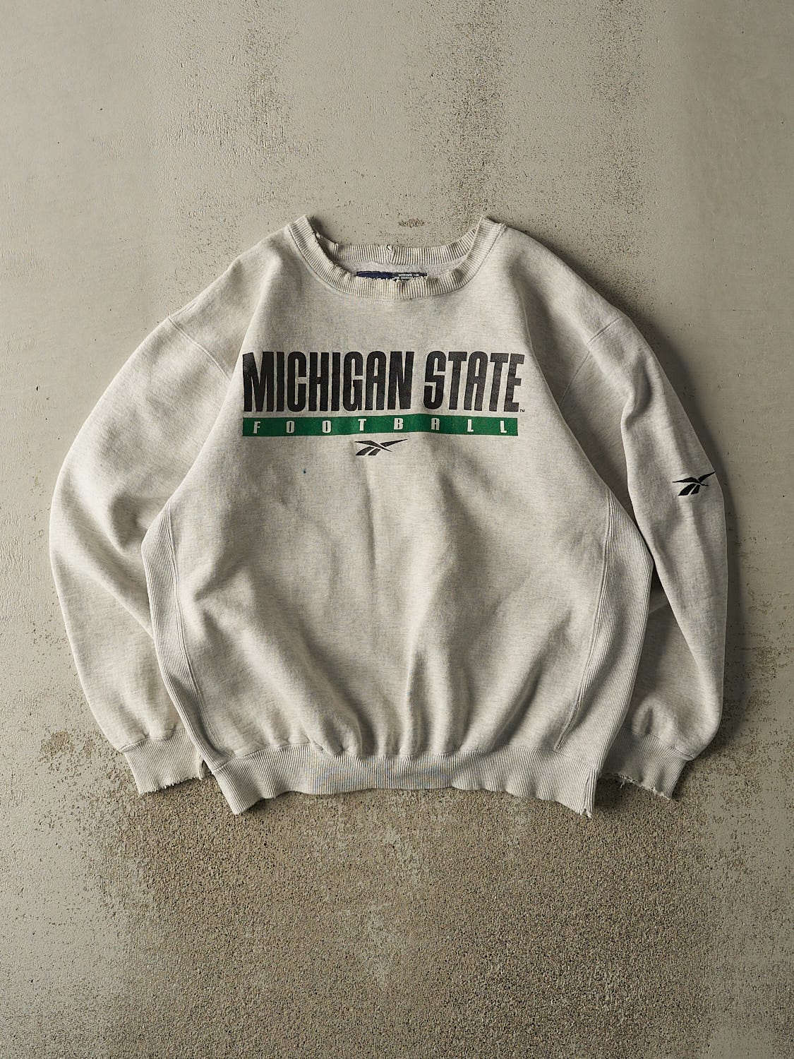 Vintage 90s Heather Grey Reebok Michigan State Football Crewneck (L/XL)