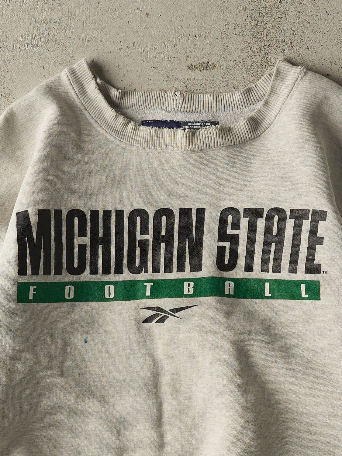 Vintage 90s Heather Grey Reebok Michigan State Football Crewneck (L/XL)