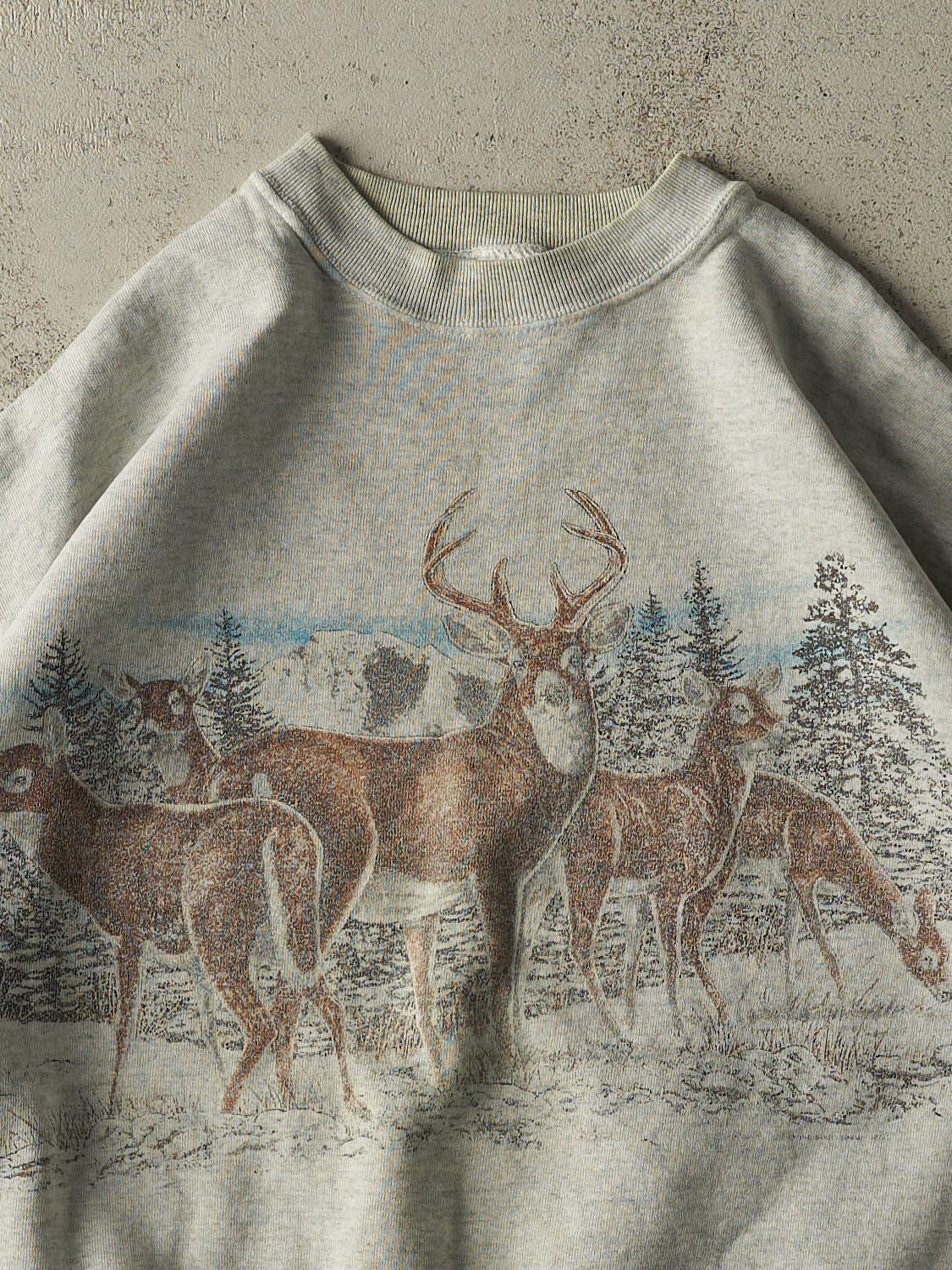 Vintage 90s Heather Grey Deer Nature Crewneck (M)