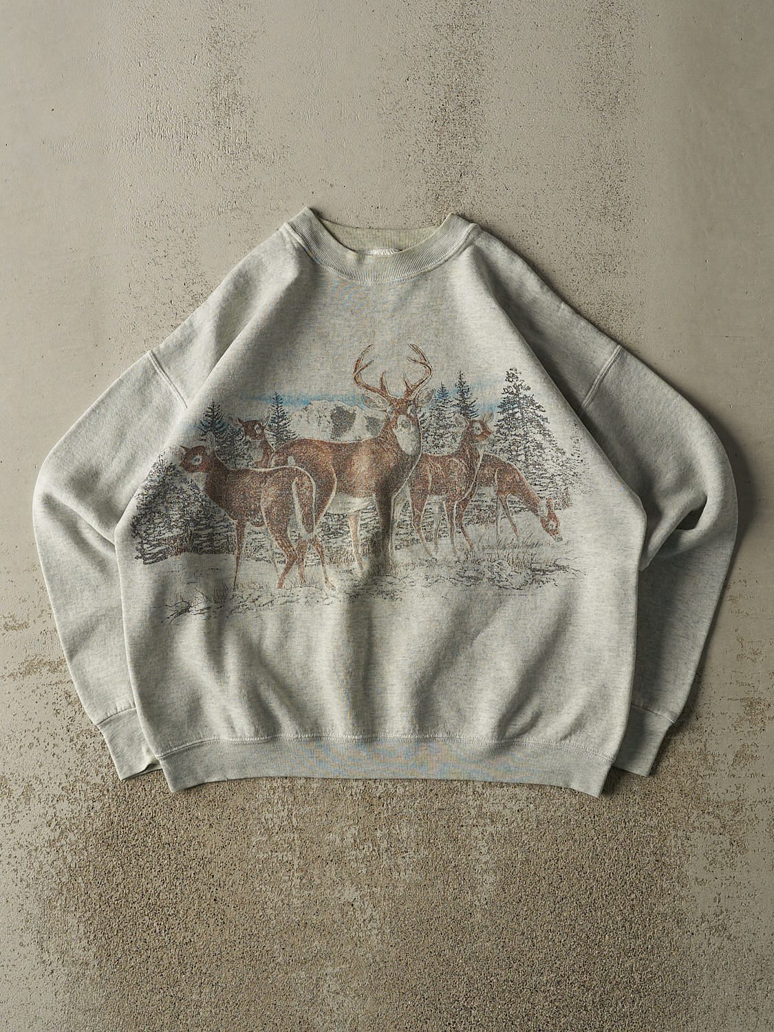 Vintage 90s Heather Grey Deer Nature Crewneck (M)