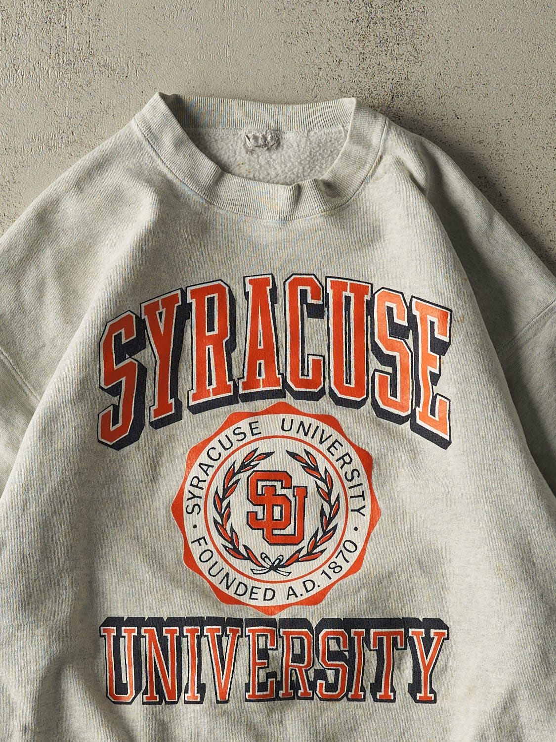 Vintage 90s Heather Grey Syracuse University Crewneck (L/XL)