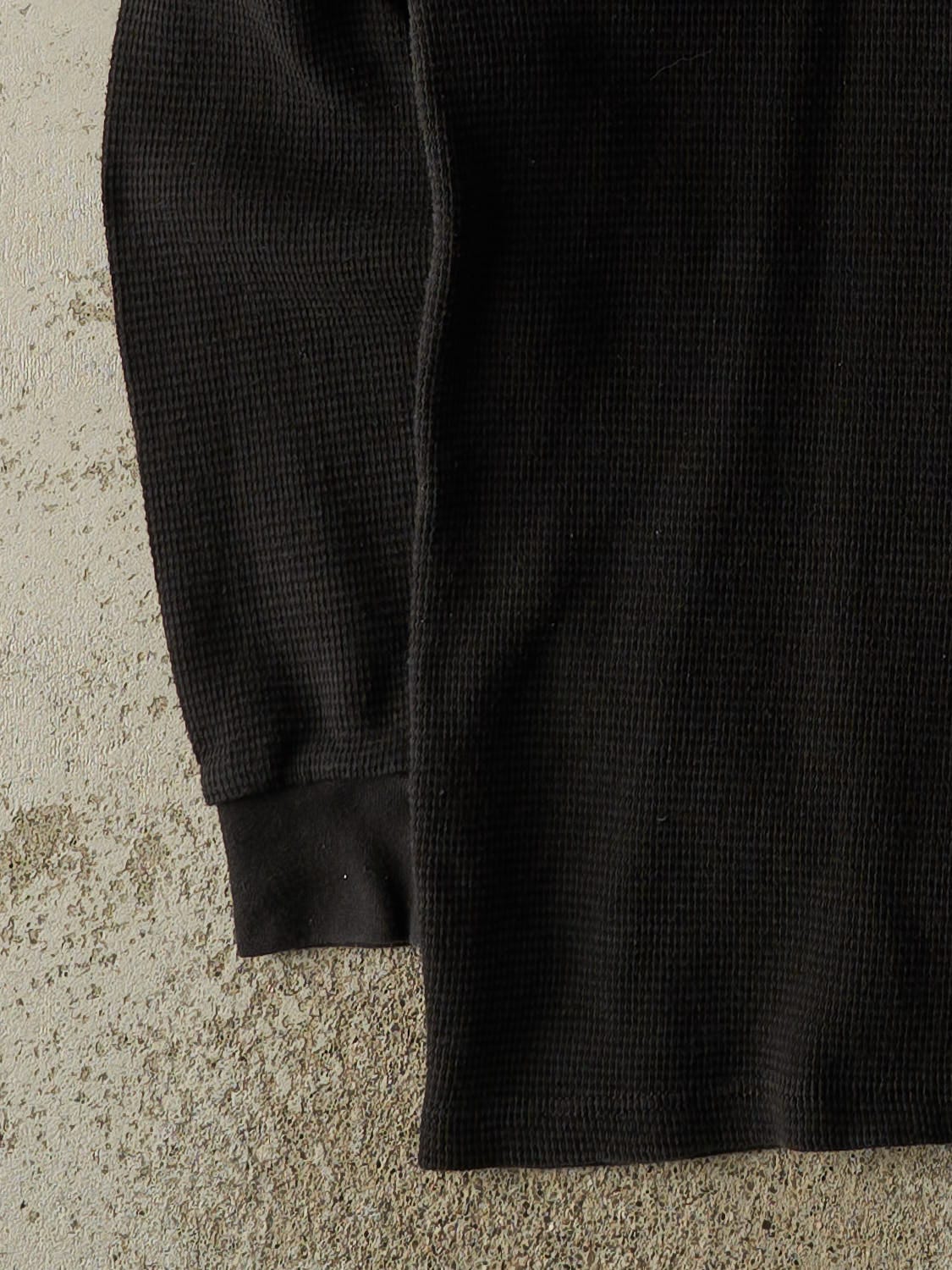 Vintage Y2K Black Blank Thermal Long Sleeve (L/XL)
