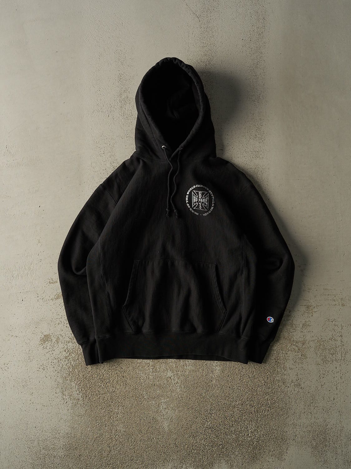 Vintage Y2K Black Champion Reverse Weave No Name Saloon Hoodie (M)