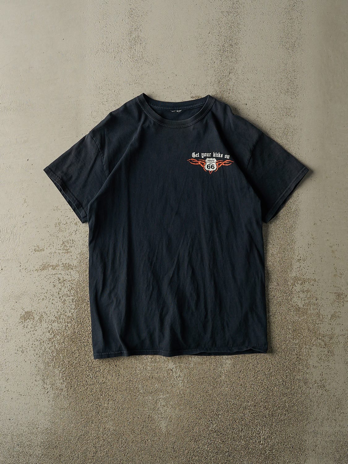Vintage Y2K Black Route 66 Biker Tee (S/M)