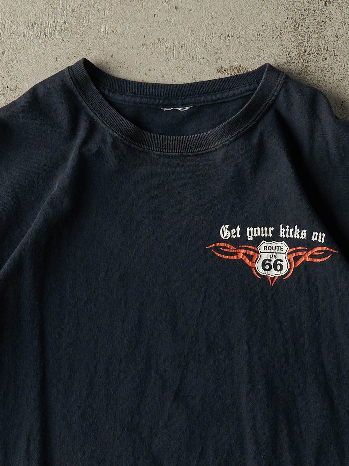 Vintage Y2K Black Route 66 Biker Tee (S/M)