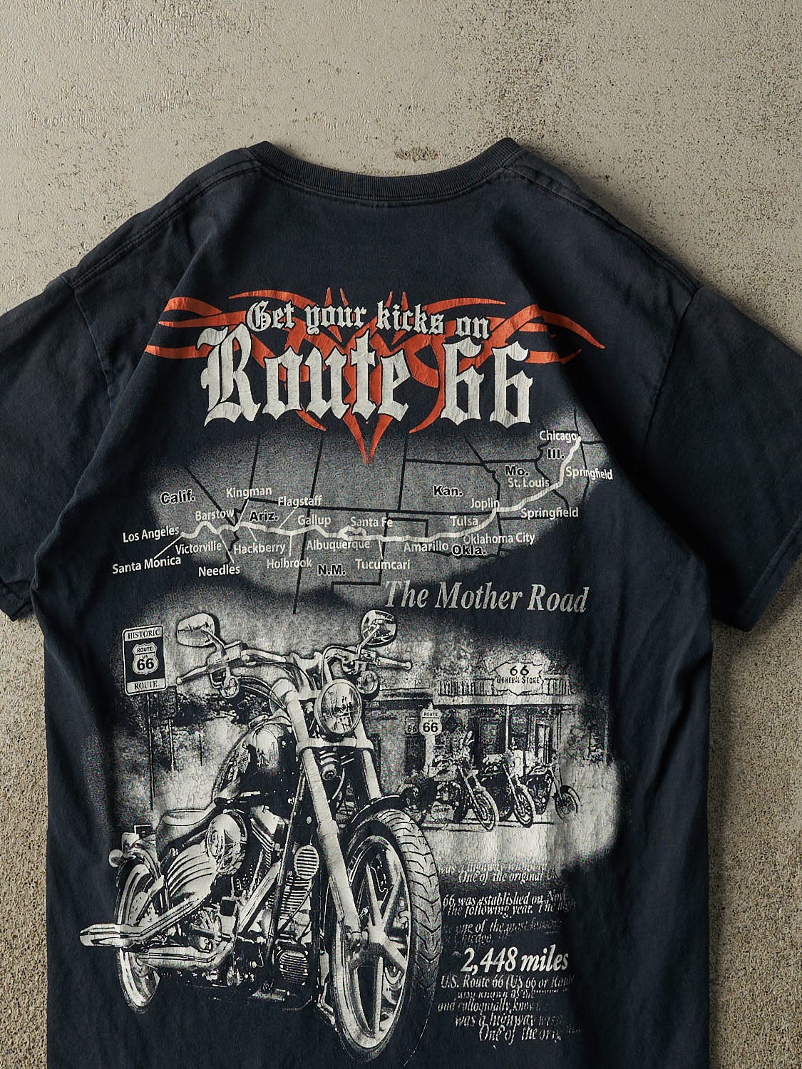 Vintage Y2K Black Route 66 Biker Tee (S/M)