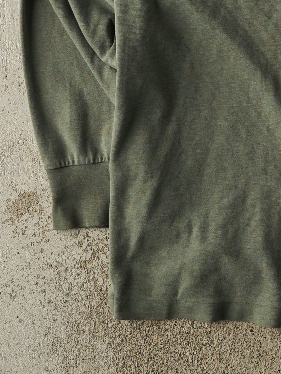 Vintage Y2K Green Polo Embroidered Quarter Button Long Sleeve (XL/XXL)