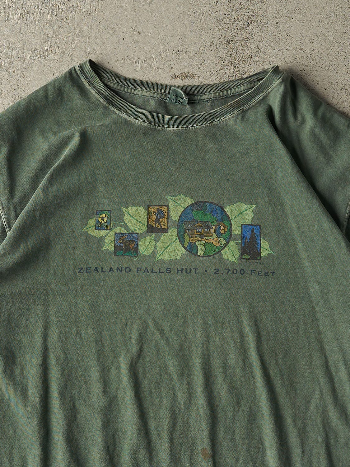 Vintage 08' Washed Green Zealand Falls Tee (XL/XXL)