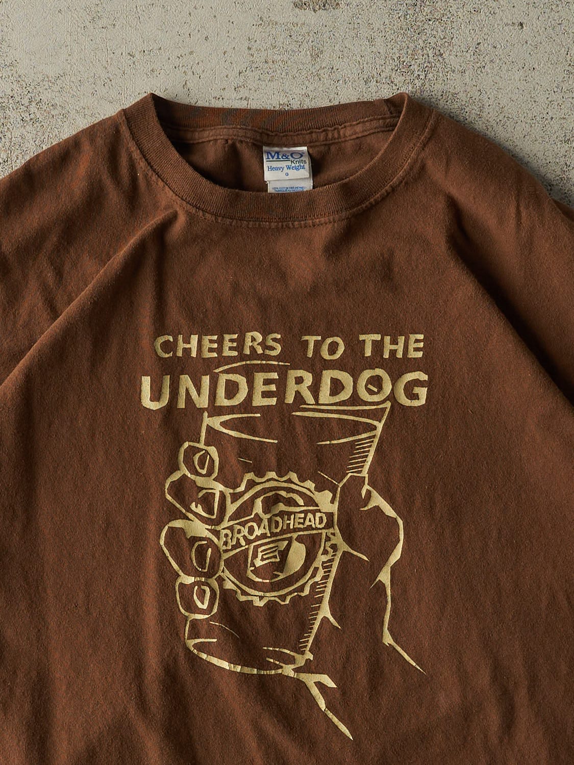 Vintage Y2K Brown Broadhead Beer "Cheers to the Under Dog" Tee (M/L)