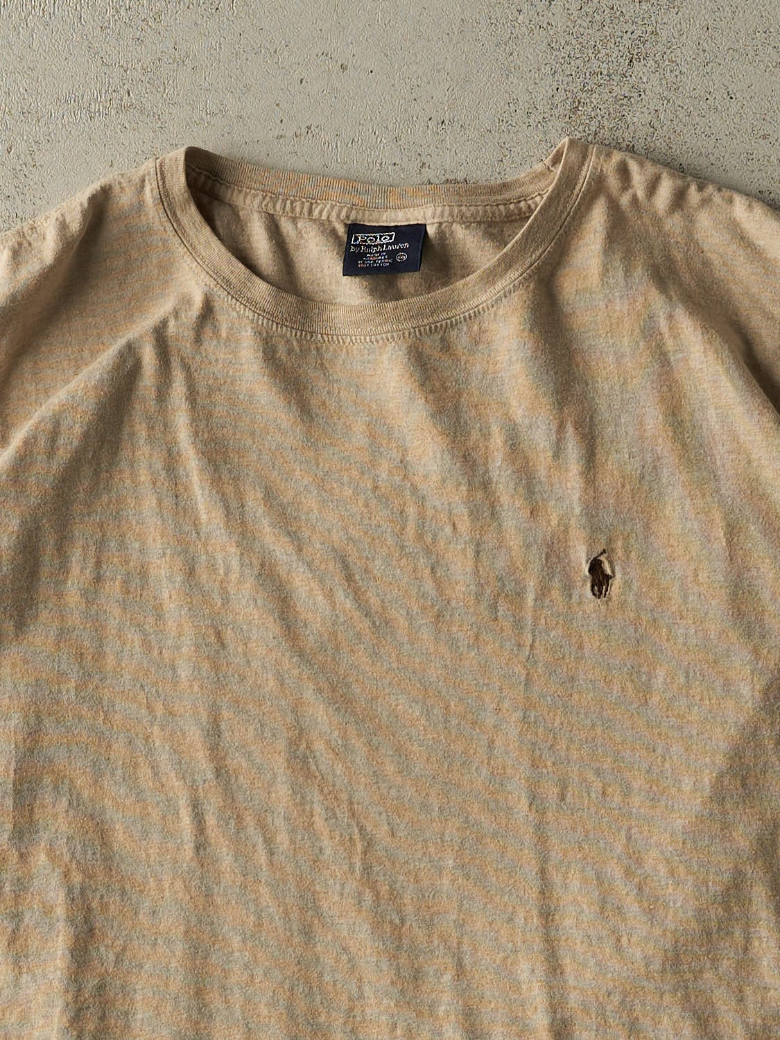 Vintage 90s Beige Polo Embroidered Tee (XXL)
