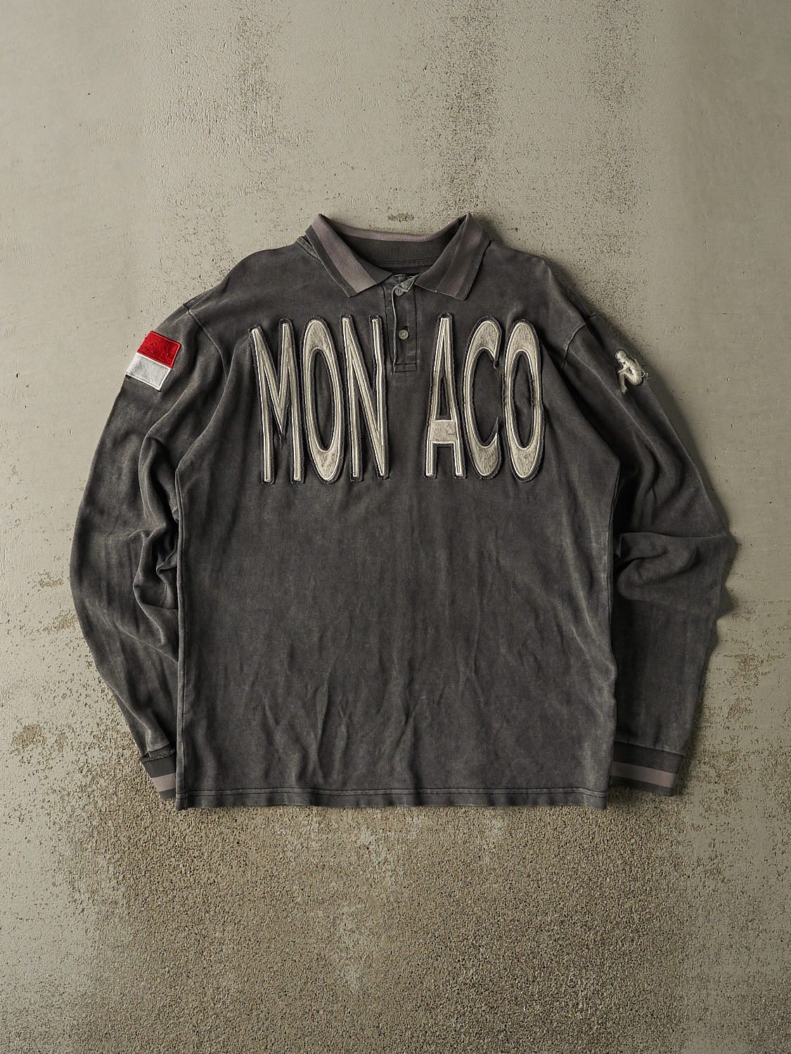 Vintage 90s Charcoal Grey Kappa Monaco Embroidered Quarter Button Long Sleeve (M/L)