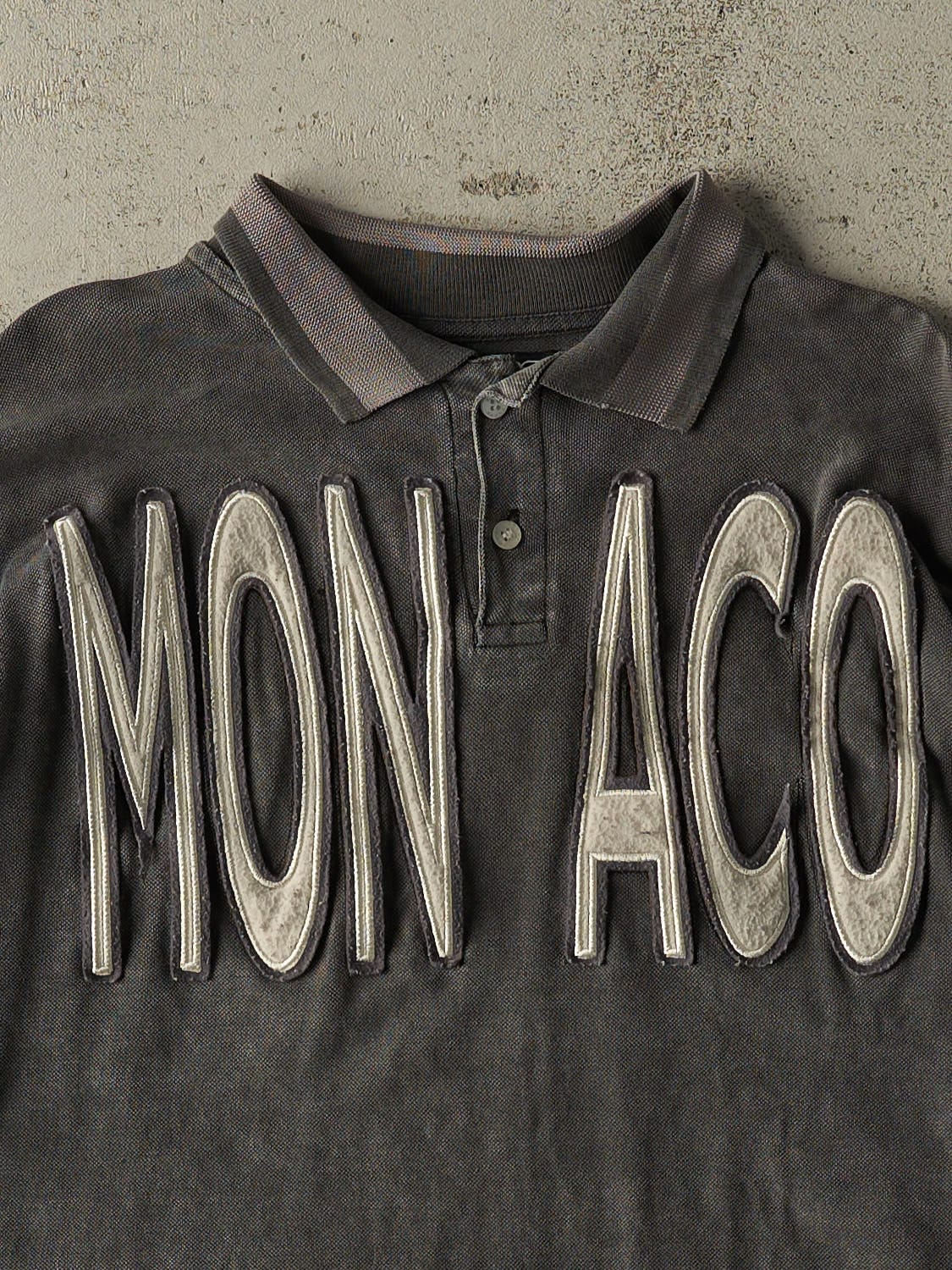 Vintage 90s Charcoal Grey Kappa Monaco Embroidered Quarter Button Long Sleeve (M/L)