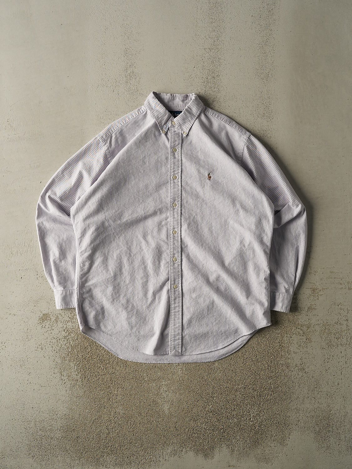 Vintage 90s White & Purple Polo Embroidered Button Up Long Sleeve (XXL)