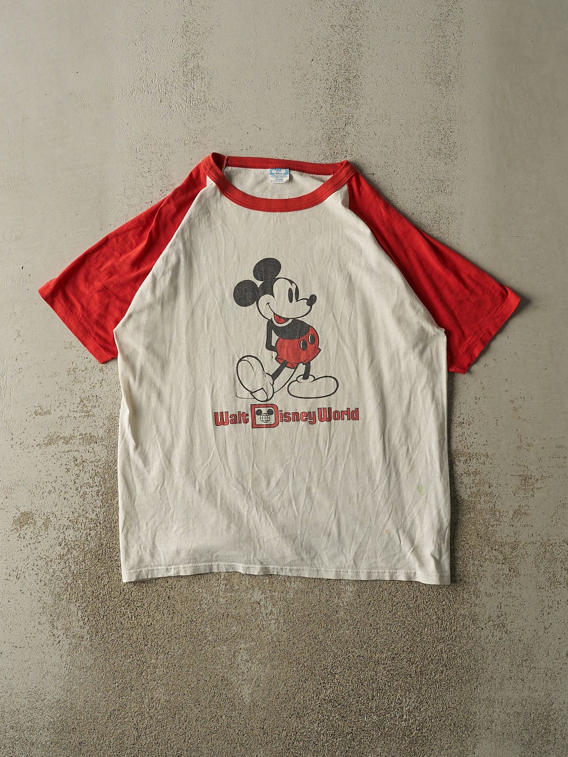 Vintage 80s White & Red Walt Disney World Raglan Tee (L)