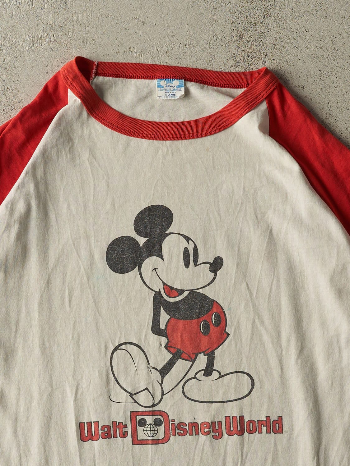 Vintage 80s White & Red Walt Disney World Raglan Tee (L)