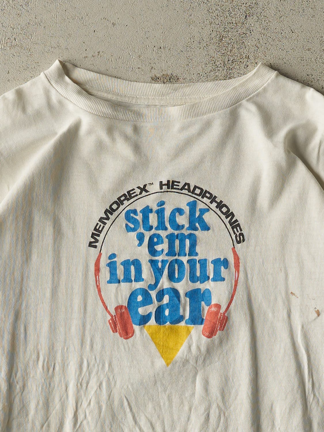 Vintage 80s White Memorex Headphones Long Sleeve (L)