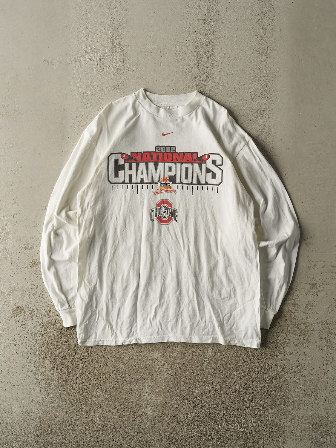 Vintage 02' White Nike Ohio State Fiesta Bowl National Champions Long Sleeve (L)