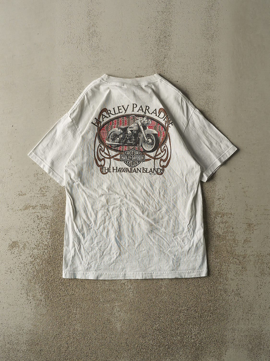 Vintage 96' White Harley Davidson Hawaiian Islands Tee (S/M)