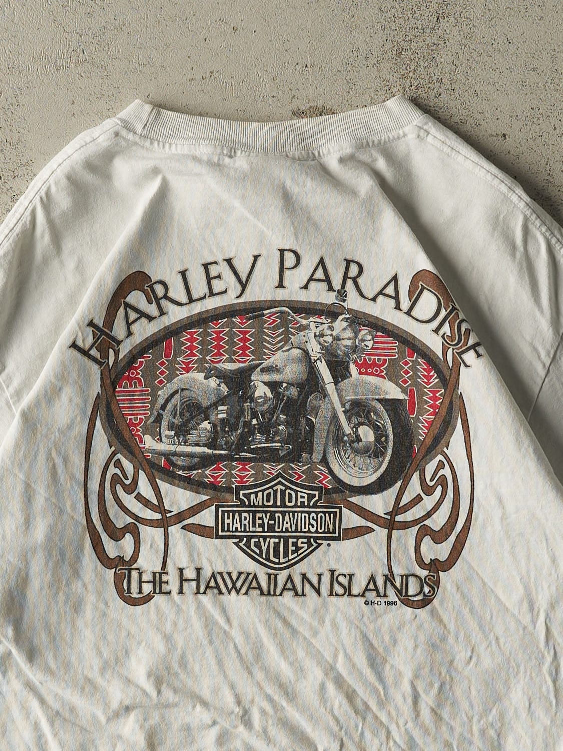 Vintage 96' White Harley Davidson Hawaiian Islands Tee (S/M)