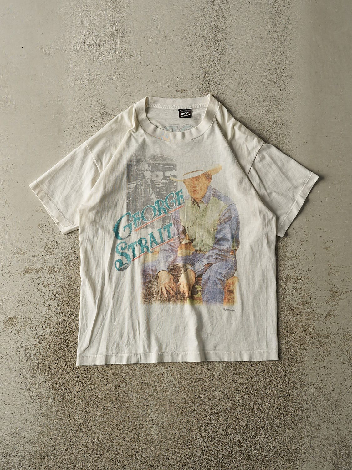 Vintage 80s White George Strait Tee (M/L)