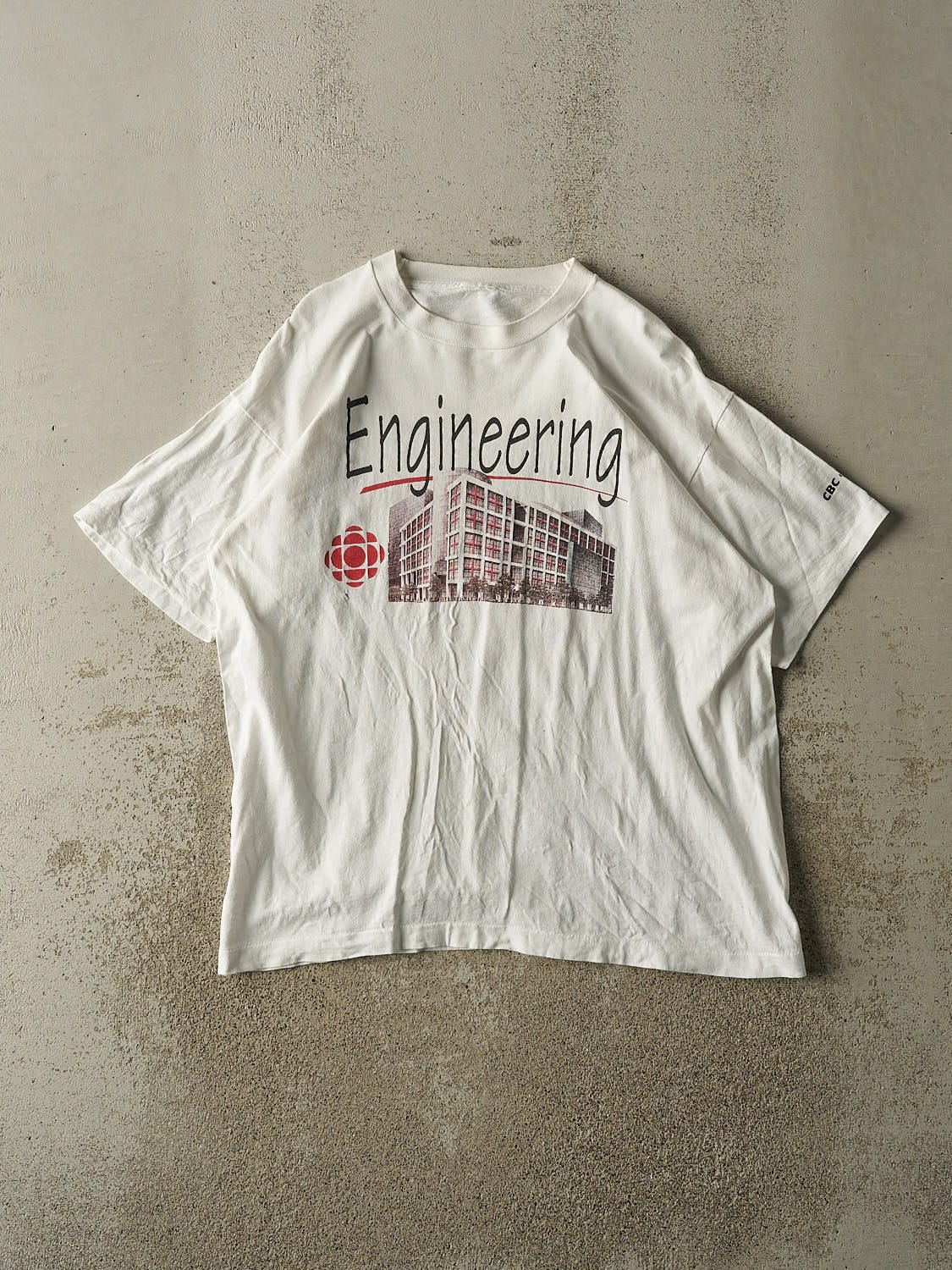 Vintage 90s White CBC Engineering Tee (L/XL)