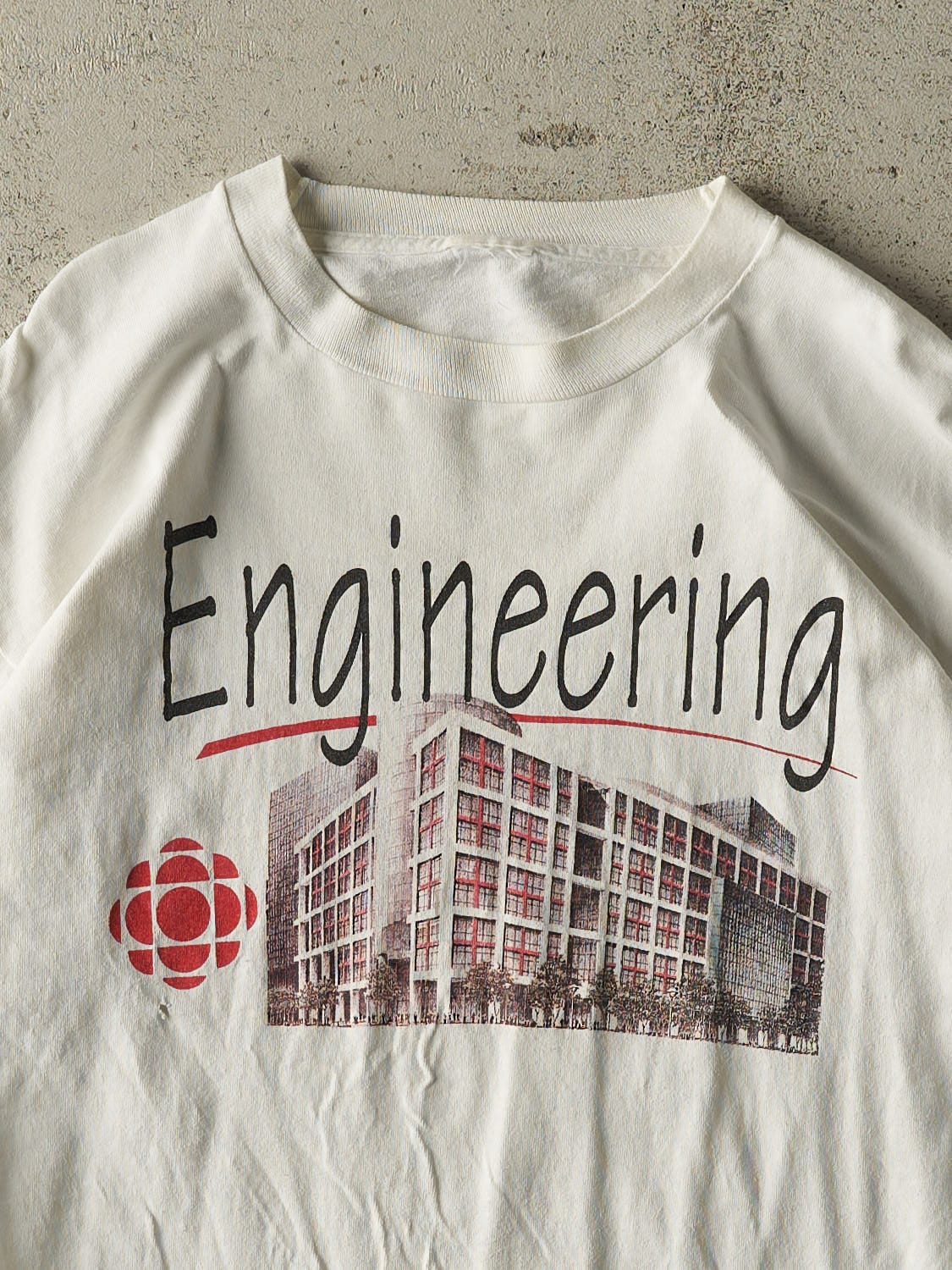 Vintage 90s White CBC Engineering Tee (L/XL)