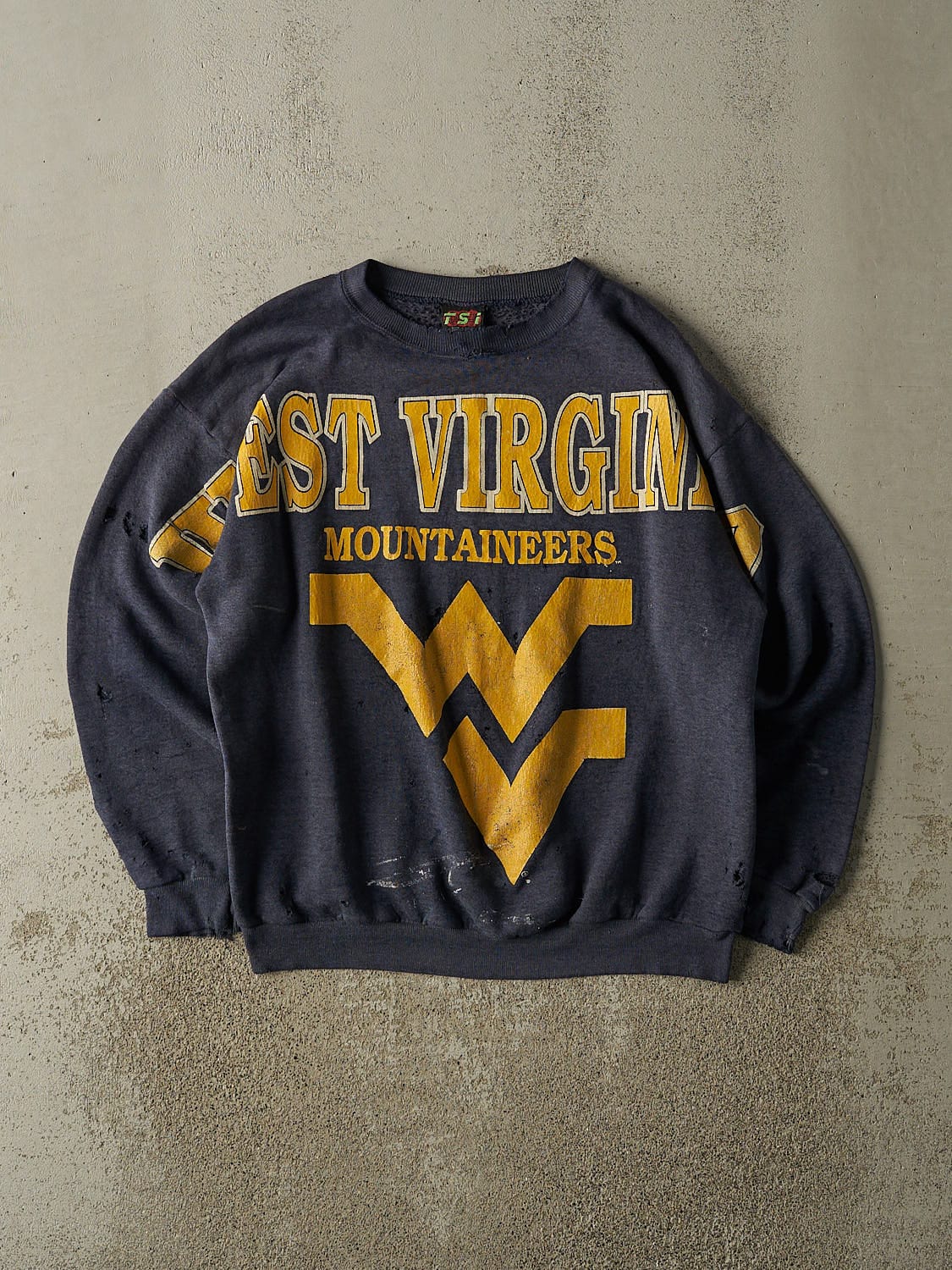 Vintage 80s Navy Blue West Virginia Mountaineers Crewneck (L/XL)
