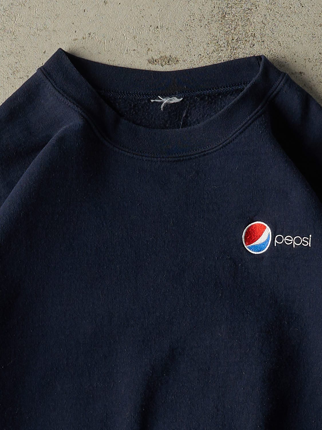 Vintage Y2K Navy Blue Pepsi Embroidered Crewneck (L)