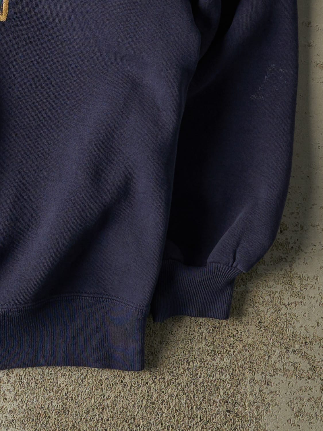 Vintage 80s Navy Blue University of Michigan Embroidered Crewneck (M)