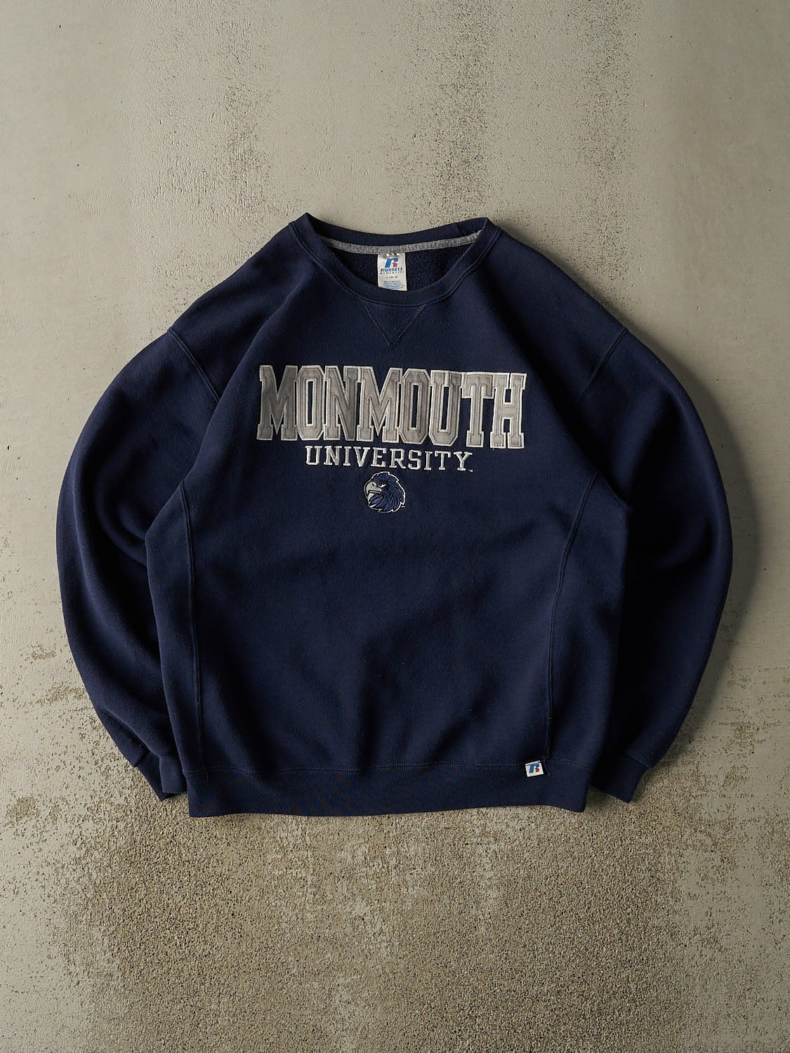 Vintage Y2K Navy Blue Russell Athletic Monmouth University Crewneck (M/L)