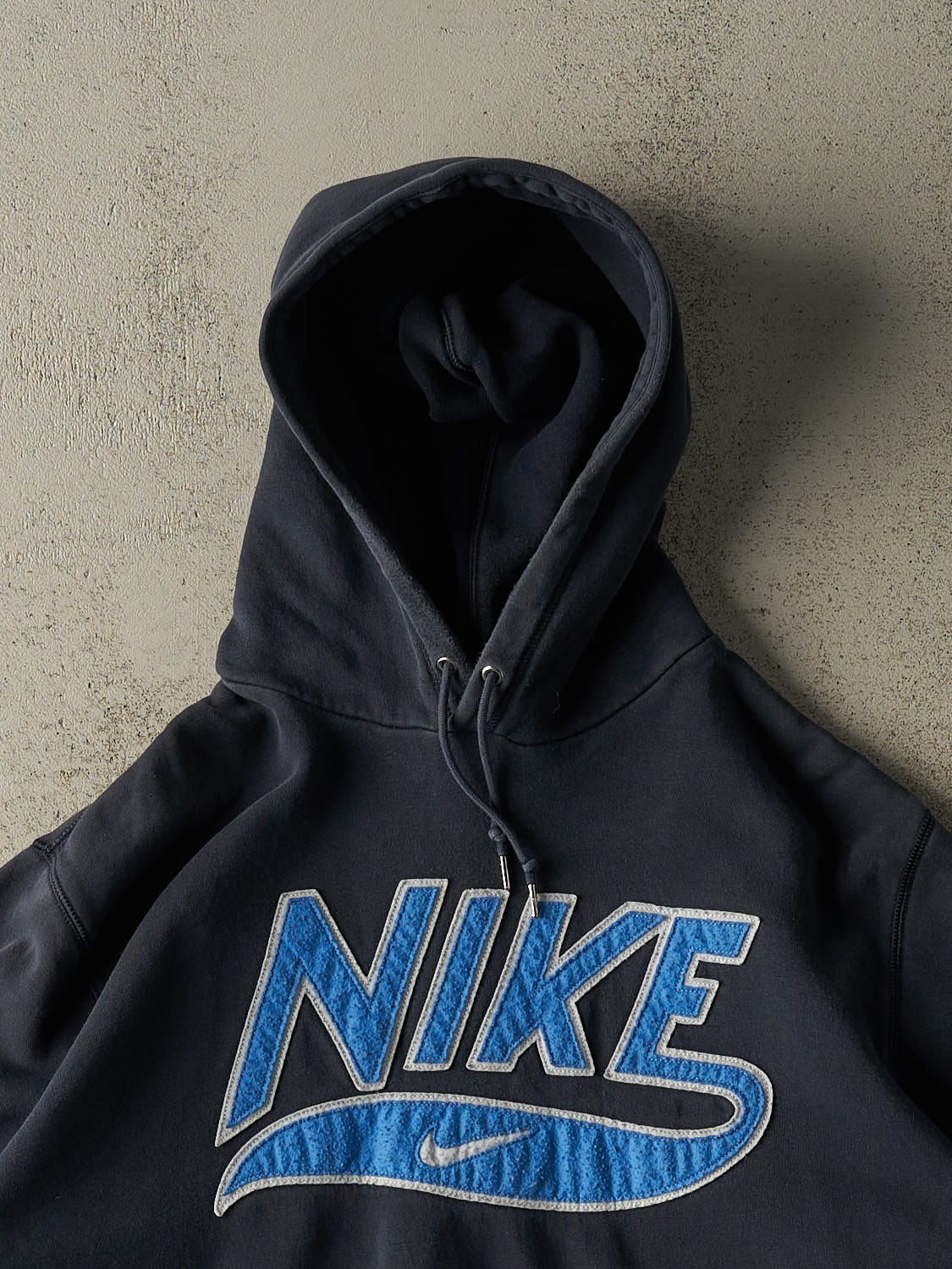 Vintage Y2K Navy Blue Nike Embroidered Hoodie (L/XL)