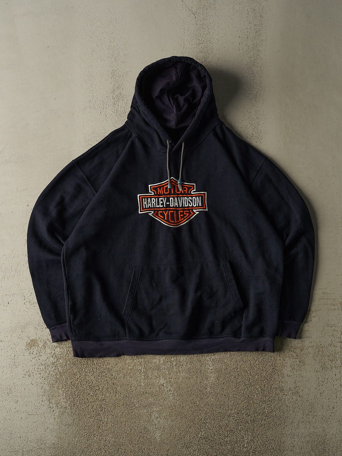 Vintage 90s Navy Blue Harley Davidson Embroidered Hoodie (XXL/XXXL)