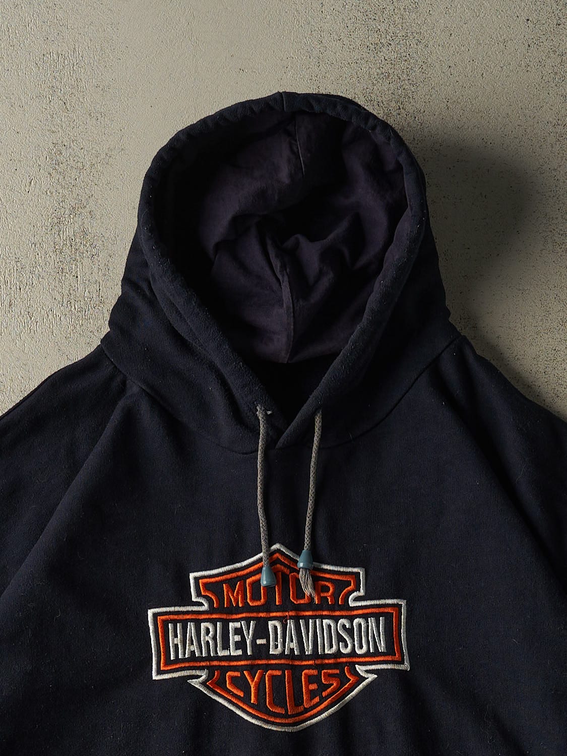Vintage 90s Navy Blue Harley Davidson Embroidered Hoodie (XXL/XXXL)