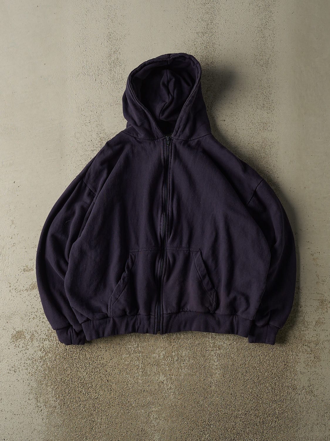 Vintage 90s Navy Blue Blank Thermal Lined Hoodie (S/M)