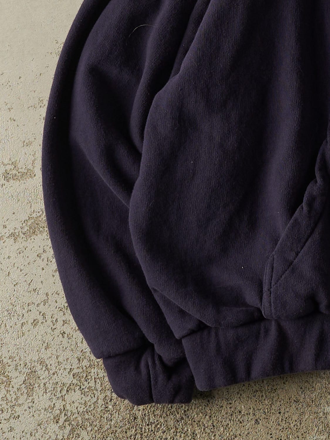 Vintage 90s Navy Blue Blank Thermal Lined Hoodie (S/M)